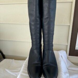 Knee-high navy leather riding boots - size 9M